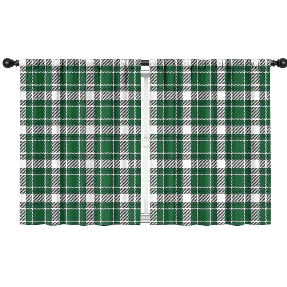 Blackout Kids Curtains,Green and White Checkered Pattern Children's Insulated Curtains Set Of 2,Bedroom Essentials,Toddler Room Decor 42"x54"