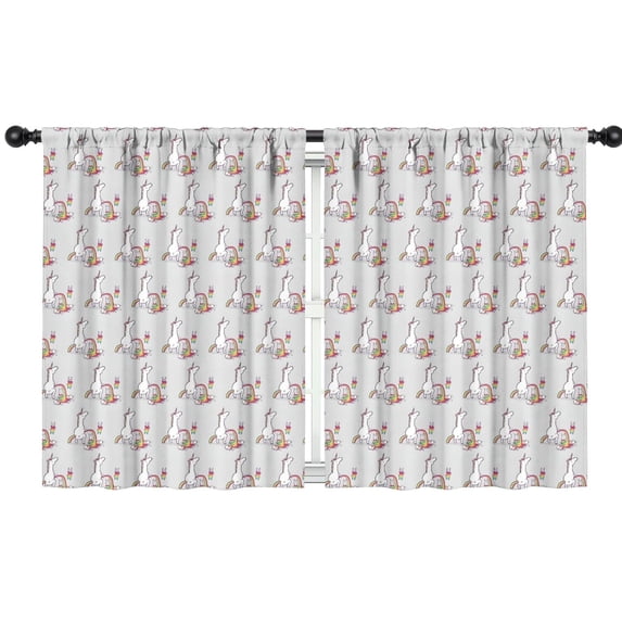 Blackout Kids Curtains,Grey Cartoon Unicorn Rainbow Pattern Childrens Insulated Curtains Set Of 2,Bedroom Essentials,Toddler Room Decor 42"x54"