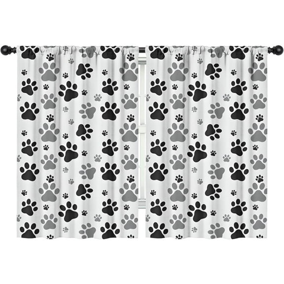 Blackout Kids Curtains,Grey Dog Paw Footprint Childrens Insulated Curtains Set Of 2,Bedroom Essentials,Toddler Room Decor 42x63in(106x160cm)