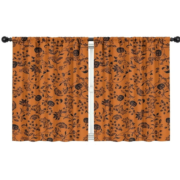 Blackout Kids Curtains,Halloween Floral Pumpkin Pattern Childrens Insulated Curtains Set Of 2,Bedroom Essentials,Toddler Room Decor 42"x54"