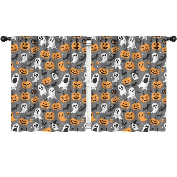 Blackout Kids Curtains,Halloween Ghost Pumpkin Pattern Childrens Insulated Curtains Set Of 2,Bedroom Essentials,Toddler Room Decor 52"x63"