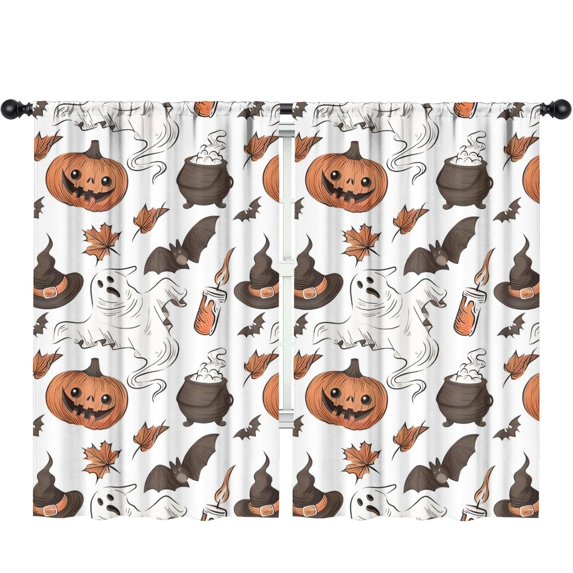 Blackout Kids Curtains,Halloween Ghosts Pumpkins and Witch Hats Childrens Insulated Curtains Set Of 2,Bedroom Essentials,Toddler Room Decor 52"x84"