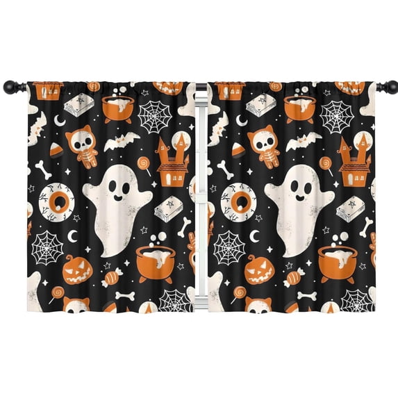 Blackout Kids Curtains,Halloween Ghosts and Spooky Elements Childrens Insulated Curtains Set Of 2,Bedroom Essentials,Toddler Room Decor 42"x54"
