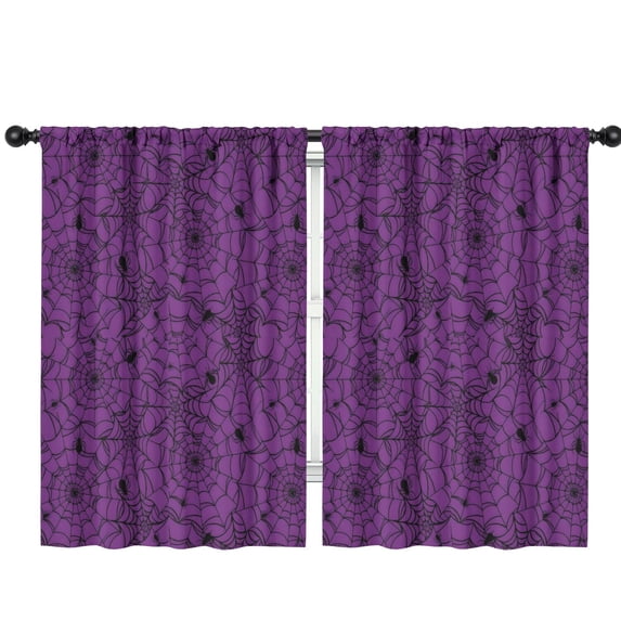 Blackout Kids Curtains,Halloween Purple Spider Web Pattern Childrens Insulated Curtains Set Of 2,Bedroom Essentials,Toddler Room Decor 42"x63"