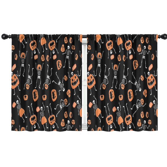 Blackout Kids Curtains,Halloween Skeletons and Pumpkins Childrens Insulated Curtains Set Of 2,Bedroom Essentials,Toddler Room Decor 42"x54"