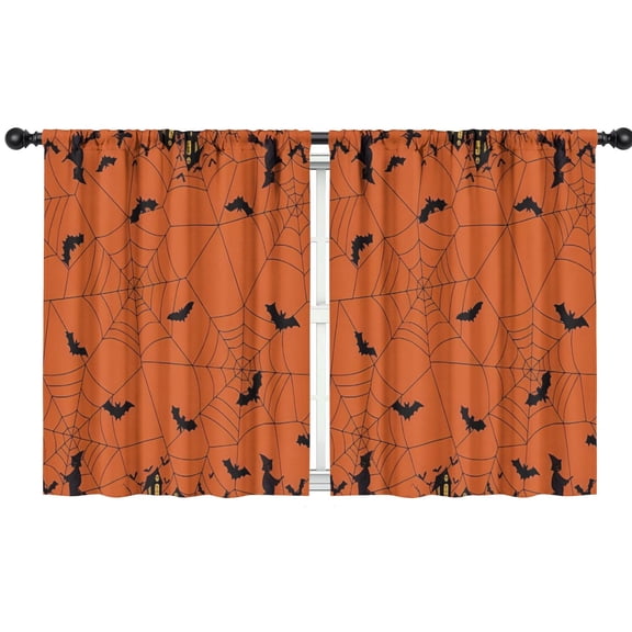 Blackout Kids Curtains,Halloween Spider Web and Bats Childrens Insulated Curtains Set Of 2,Bedroom Essentials,Toddler Room Decor 42"x54"