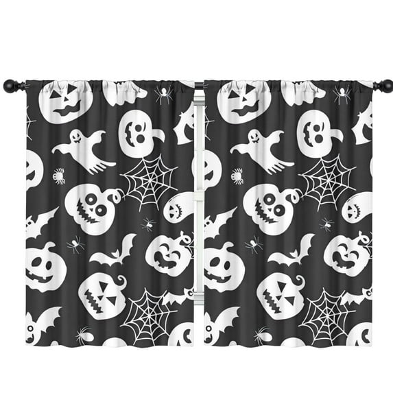 Blackout Kids Curtains,Halloween White Ghosts Pumpkins and Spider Webs Childrens Insulated Curtains Set Of 2,Bedroom Essentials,Toddler Room Decor 42x63in(106x160cm)