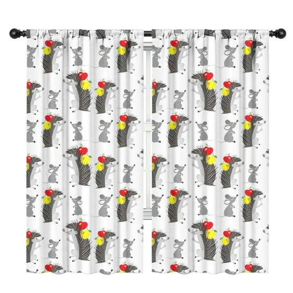 Blackout Kids Curtains,Hedgehog Apple Childrens Insulated Curtains Set Of 2,Bedroom Essentials,Toddler Room Decor 42"x84"(106x213cm)