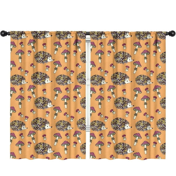 Blackout Kids Curtains,Hedgehog Mushroom Childrens Insulated Curtains Set Of 2,Bedroom Essentials,Toddler Room Decor 52"x84"(132x213cm)