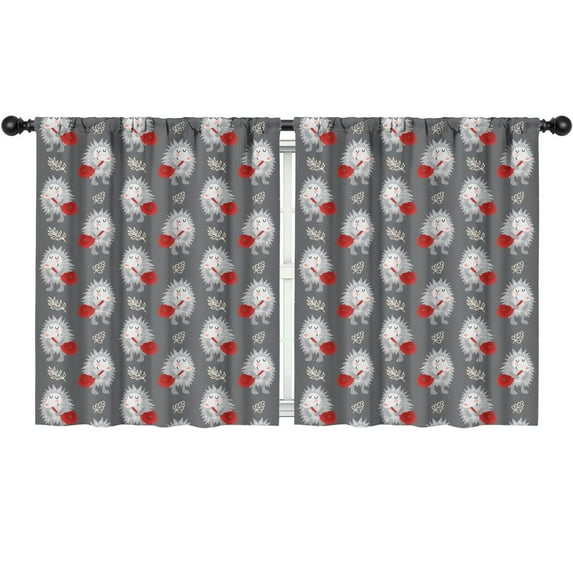 Blackout Kids Curtains,Hedgehog with Red Bag Pattern Childrens Insulated Curtains Set Of 2,Bedroom Essentials,Toddler Room Decor 52"x63"(132x160cm)
