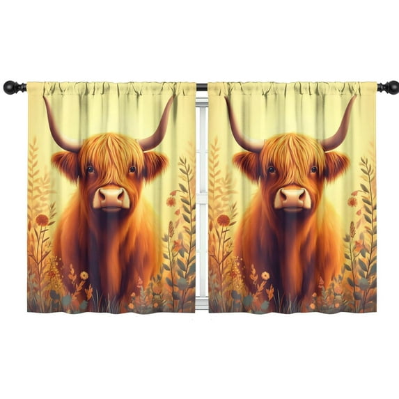 Blackout Kids Curtains,Highland Cow Childrens Insulated Curtains Set Of 2,Bedroom Essentials,Toddler Room Decor 42x54in(106x137cm)
