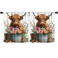 thumbnail image 1 of Blackout Kids Curtains,Highland Cow with Flowers Childrens Insulated Curtains Set Of 2,Bedroom Essentials,Toddler Room Decor 52x63in(132x160cm), 1 of 4