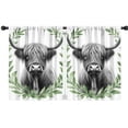 thumbnail image 1 of Blackout Kids Curtains,Highland Cow with Green Wreath Childrens Insulated Curtains Set Of 2,Bedroom Essentials,Toddler Room Decor 42x54in(106x137cm), 1 of 4