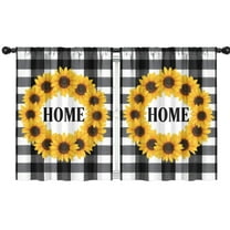 Blackout Kids Curtains,Home Sunflower Wreath Black and White Checkered Childrens Insulated Curtains Set Of 2,Bedroom Essentials,Toddler Room Decor 42x54in(106x137cm)