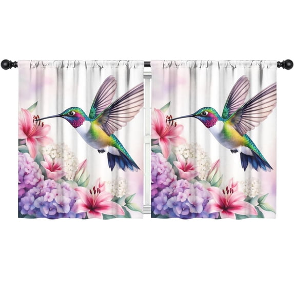 Blackout Kids Curtains,Hummingbird and Flowers Childrens Insulated Curtains Set Of 2,Bedroom Essentials,Toddler Room Decor 52x63in(132x160cm)