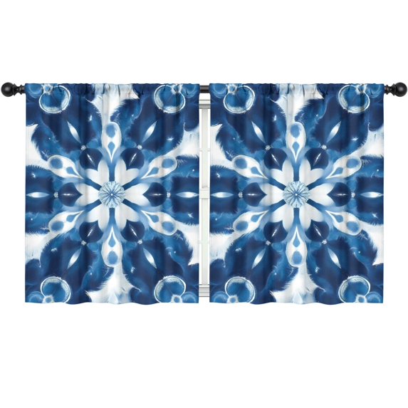 Blackout Kids Curtains,Indigo Tie Dye Floral Mandala Childrens Insulated Curtains Set Of 2,Bedroom Essentials,Toddler Room Decor 52"x63"
