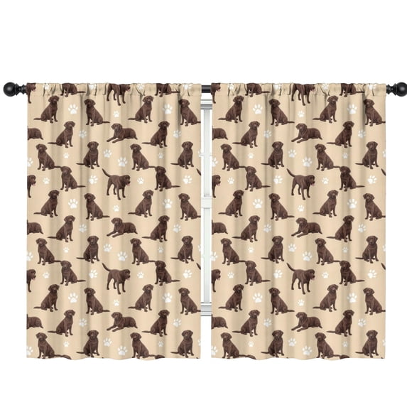 Blackout Kids Curtains,Labrador Retriever and Dog Paw Print Children's Insulated Curtains Set Of 2,Bedroom Essentials,Toddler Room Decor 42"x63"