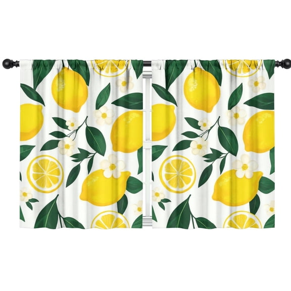Blackout Kids Curtains,Lemon Pattern Childrens Insulated Curtains Set Of 2,Bedroom Essentials,Toddler Room Decor 42x54in(106x137cm)