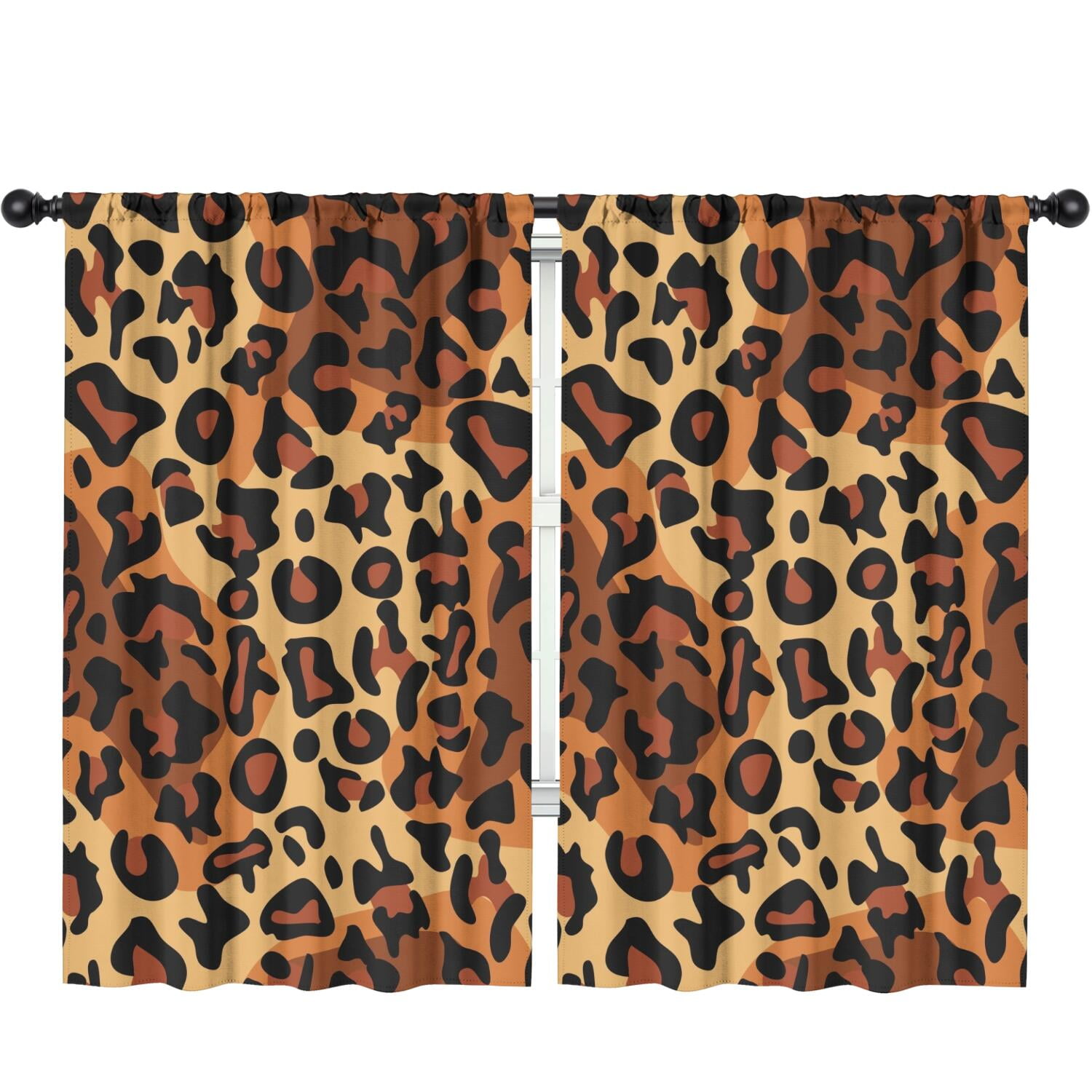 Blackout Kids Curtains,Leopard Print Childrens Insulated Curtains Set ...