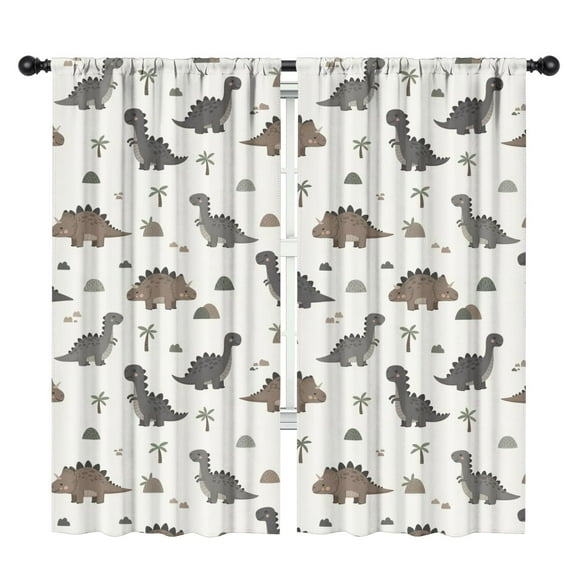 Blackout Kids Curtains,Light Beige Dinosaurs Landscapes Pattern Childrens Insulated Curtains Set Of 2,Bedroom Essentials,Toddler Room Decor 42"x84"