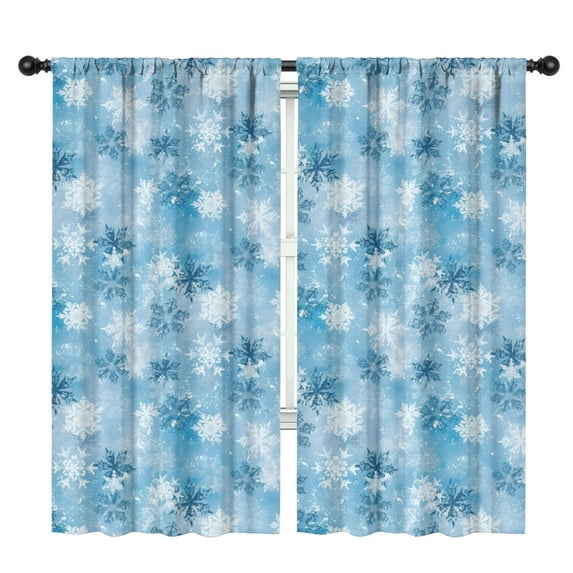 Blackout Kids Curtains,Light Blue Christmas Snowflake Pattern Childrens Insulated Curtains Set Of 2,Bedroom Essentials,Toddler Room Decor 42"x84"