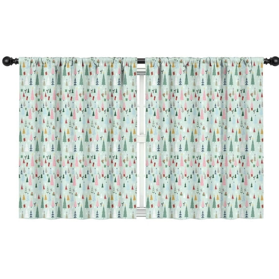 Blackout Kids Curtains,Light Blue Christmas Tree Pattern Childrens Insulated Curtains Set Of 2,Bedroom Essentials,Toddler Room Decor 42"x54"