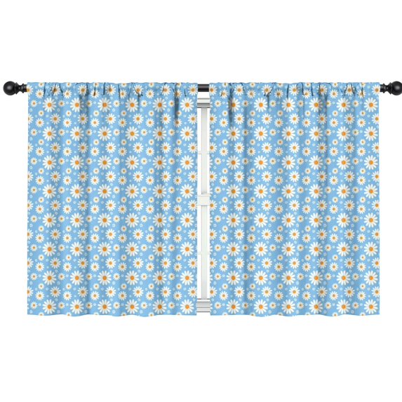 Blackout Kids Curtains,Light Blue Daisy Flower Pattern Childrens Insulated Curtains Set Of 2,Bedroom Essentials,Toddler Room Decor 42"x54"