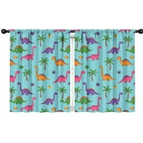 Blackout Kids Curtains,Light Blue Dinosaur Palm Pattern Childrens Insulated Curtains Set Of 2,Bedroom Essentials,Toddler Room Decor 42"x54"