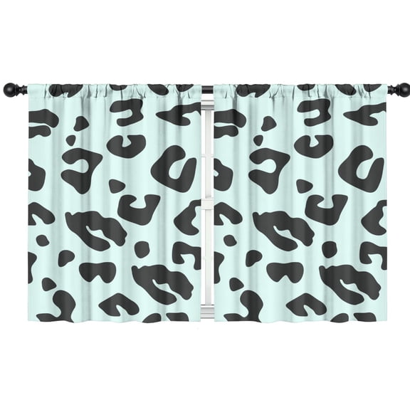 Blackout Kids Curtains,Light Blue and Black Of Leopard Print Childrens Insulated Curtains Set Of 2,Bedroom Essentials,Toddler Room Decor 42"x54"