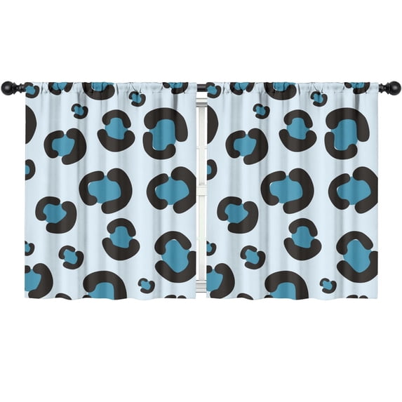 Blackout Kids Curtains,Light Blue and Black Of Leopard Print Childrens Insulated Curtains Set Of 2,Bedroom Essentials,Toddler Room Decor 52"x63"