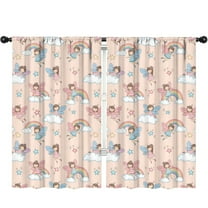 Blackout Kids Curtains,Light Pink Fairy Pattern Childrens Insulated Curtains Set Of 2,Bedroom Essentials,Toddler Room Decor 52"x84"