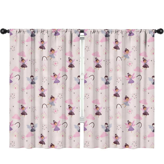 Blackout Kids Curtains,Light Pink Fairy Pattern Childrens Insulated Curtains Set Of 2,Bedroom Essentials,Toddler Room Decor 52"x84"
