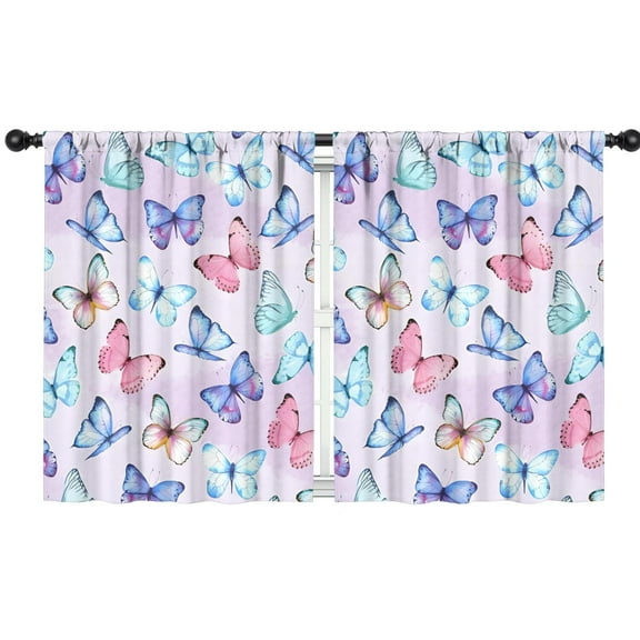 Blackout Kids Curtains,Light Purple Butterfly Pattern Childrens Insulated Curtains Set Of 2,Bedroom Essentials,Toddler Room Decor 42"x54"