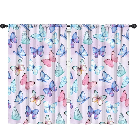 Blackout Kids Curtains,Light Purple Butterfly Pattern Childrens Insulated Curtains Set Of 2,Bedroom Essentials,Toddler Room Decor 52"x84"