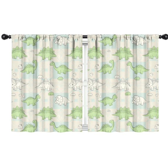 Blackout Kids Curtains,LightBeige Cartoon Dinosaurs Geometric Pattern Childrens Insulated Curtains Set Of 2,Bedroom Essentials,Toddler Room Decor 42"x54"