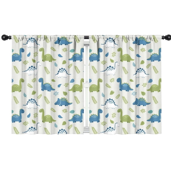 Blackout Kids Curtains,LightBeige Cartoon Dinosaurs Plants Pattern Childrens Insulated Curtains Set Of 2,Bedroom Essentials,Toddler Room Decor 42"x54"