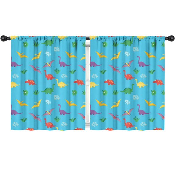 Blackout Kids Curtains,LightBlue Cartoon Dinosaurs Pterosaurs Pattern Childrens Insulated Curtains Set Of 2,Bedroom Essentials,Toddler Room Decor 52"x63"