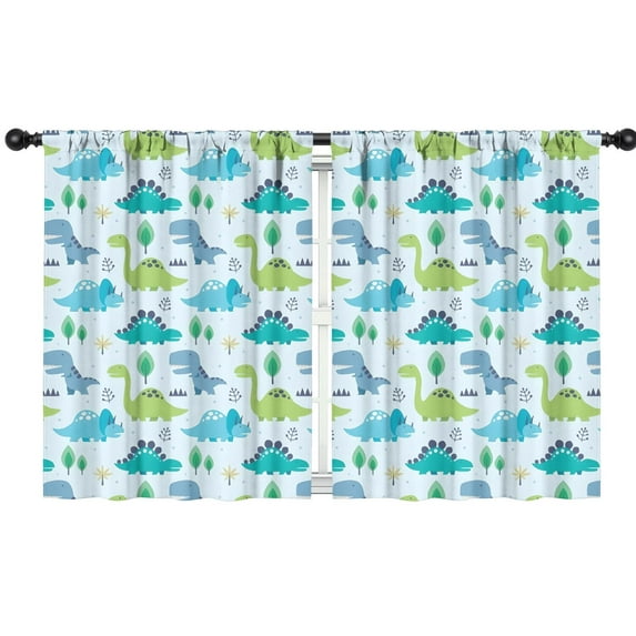 Blackout Kids Curtains,LightBlue Cartoon Dinosaurs Trees Pattern Childrens Insulated Curtains Set Of 2,Bedroom Essentials,Toddler Room Decor 42"x54"