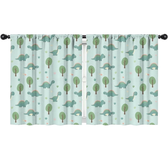 Blackout Kids Curtains,LightBlue Cartoon Dinosaurs Trees Pattern Childrens Insulated Curtains Set Of 2,Bedroom Essentials,Toddler Room Decor 52"x63"