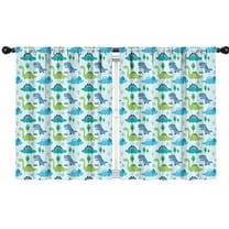 Blackout Kids Curtains,LightBlue Cartoon Dinosaurs Trees Stars Pattern Childrens Insulated Curtains Set Of 2,Bedroom Essentials,Toddler Room Decor 42"x54"