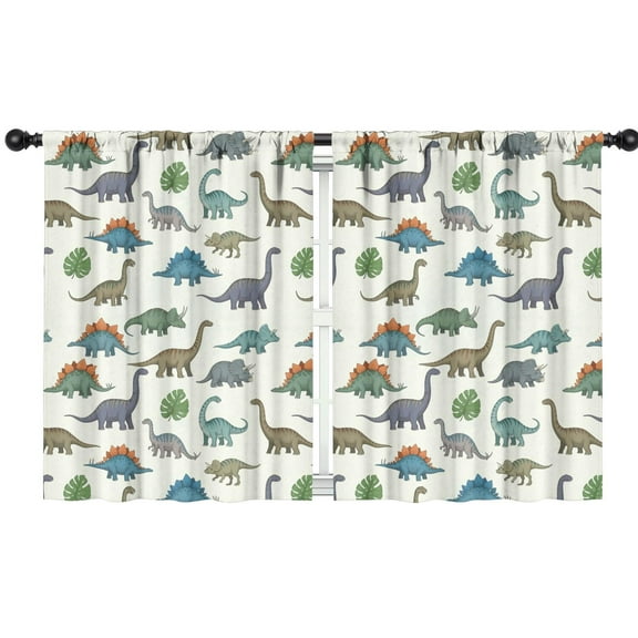 Blackout Kids Curtains,LightColor Cartoon Dinosaurs Leaves Pattern Childrens Insulated Curtains Set Of 2,Bedroom Essentials,Toddler Room Decor 42"x54"