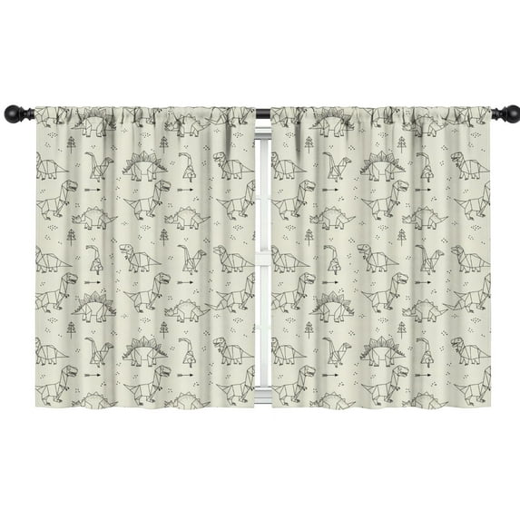 Blackout Kids Curtains,LightColor Origami Dinosaurs Pattern Childrens Insulated Curtains Set Of 2,Bedroom Essentials,Toddler Room Decor 42"x54"