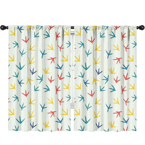 Blackout Kids Curtains,LightColorful BirdsFootprints Pattern Childrens Insulated Curtains Set Of 2,Bedroom Essentials,Toddler Room Decor 52"x84"