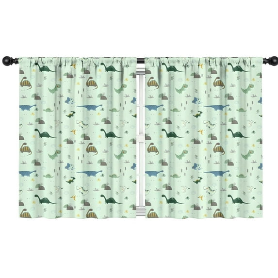 Blackout Kids Curtains,LightGreen Cartoon Dinosaurs Pattern Childrens Insulated Curtains Set Of 2,Bedroom Essentials,Toddler Room Decor 42"x54"