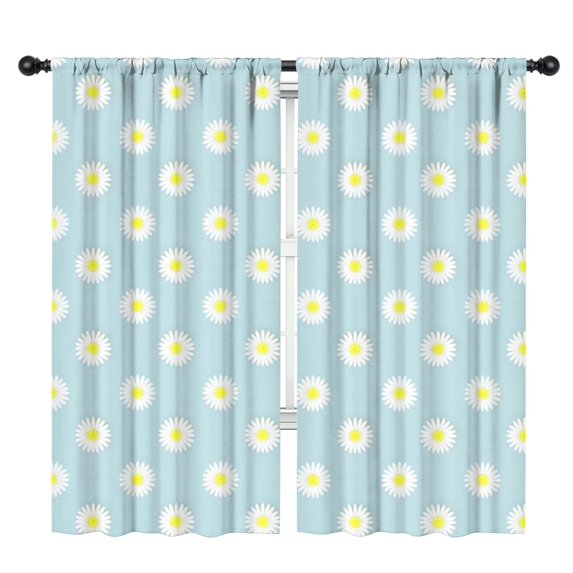 Blackout Kids Curtains,Lightblue Daisy Flower White Blooms Pattern Childrens Insulated Curtains Set Of 2,Bedroom Essentials,Toddler Room Decor 42"x84"