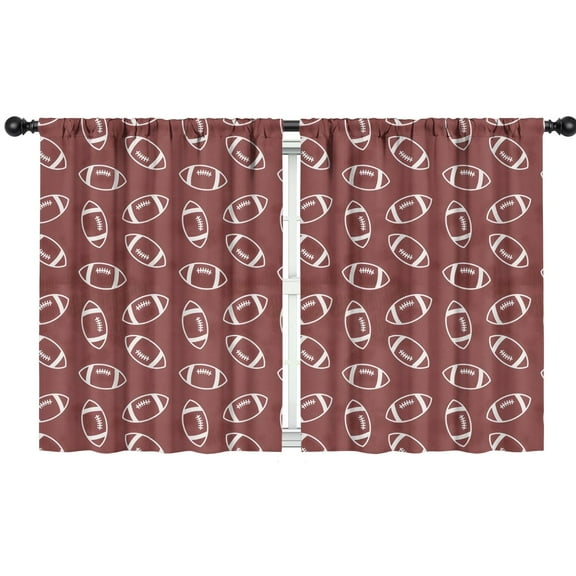 Blackout Kids Curtains,Maroon Footballs Pattern Childrens Insulated Curtains Set Of 2,Bedroom Essentials,Toddler Room Decor 42"x54"