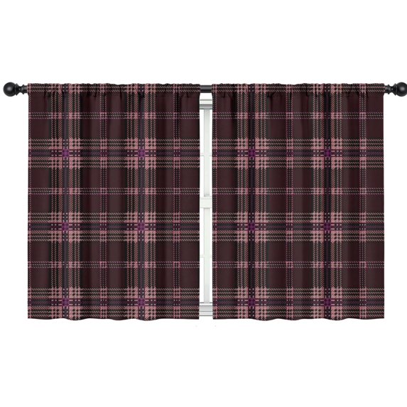 Blackout Kids Curtains,Maroon and Pink Checkered Pattern Children's Insulated Curtains Set Of 2,Bedroom Essentials,Toddler Room Decor 42"x54"