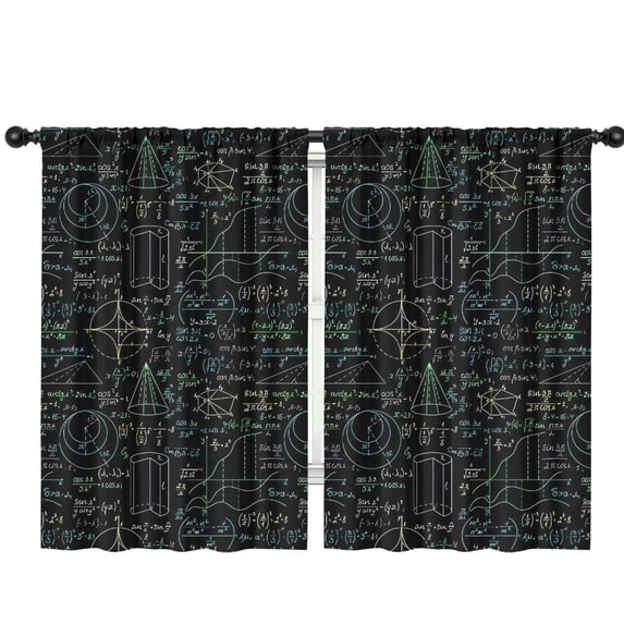 Blackout Kids Curtains,Math Equations 3D Shapes Black Pattern Childrens Insulated Curtains Set Of 2,Bedroom Essentials,Toddler Room Decor 42"x63"