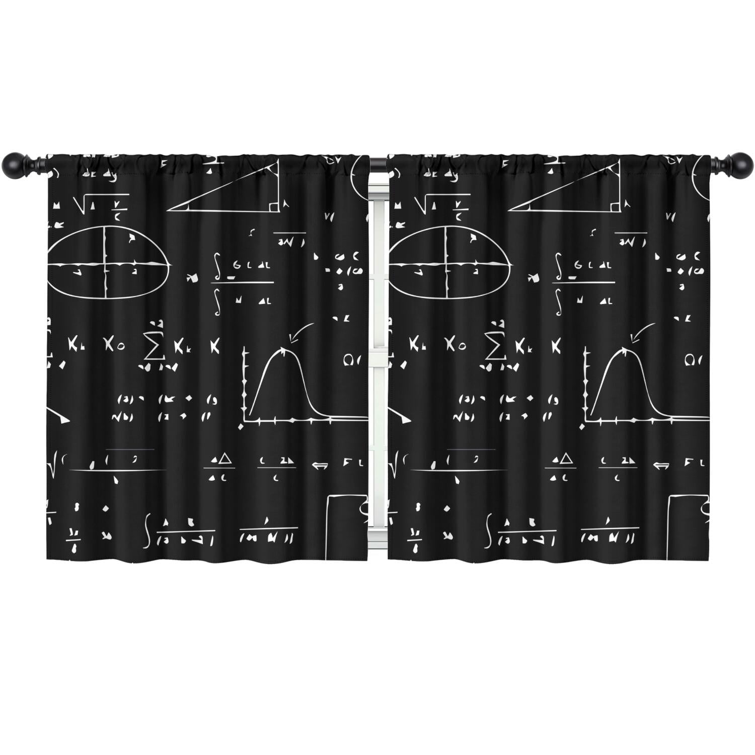 Blackout Kids Curtains,Math Equations Calculus Black Pattern Childrens ...