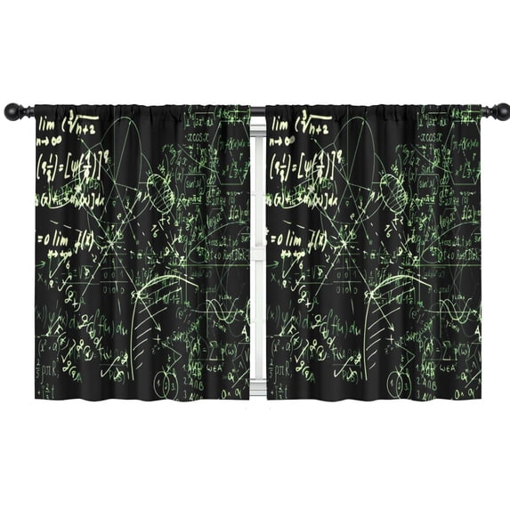 Blackout Kids Curtains,Math Equations Glowing Green Pattern Childrens Insulated Curtains Set Of 2,Bedroom Essentials,Toddler Room Decor 42"x54"